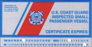COI and UPV vessel examination sticker examples